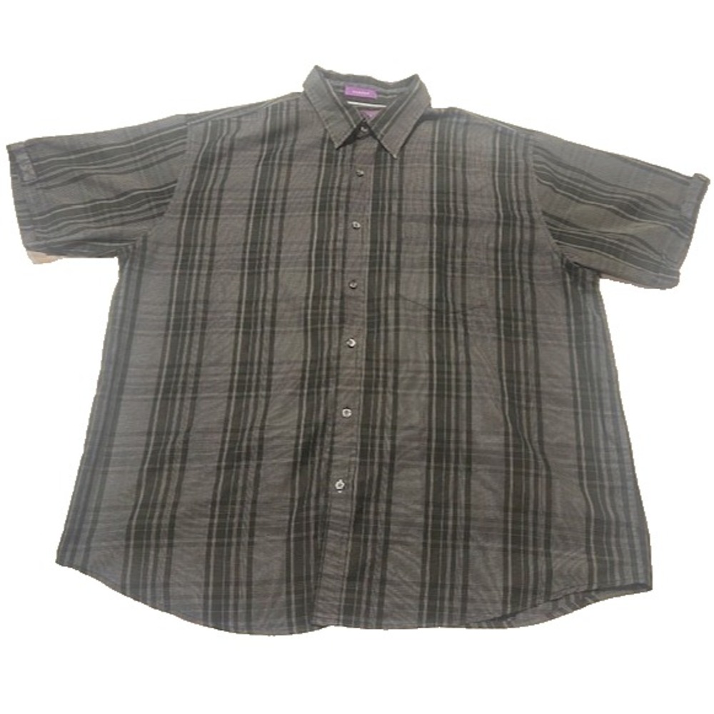 Bruno New York Men's Sueded Microfiber Button Down Gray/Black Shirt -‎ Size 2XL